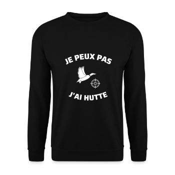 je peux pas j'ai hutte humour chasse canard homme - Sweat-shirt Unisexe - noir - Devant - Alina (178cm) & Michal (187cm)