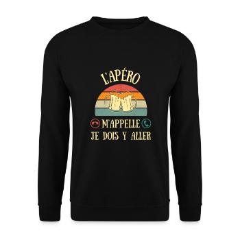 l'apéro m'appelle humour alcool homme apéritif - Sweat-shirt Unisexe - noir - Devant - Alina (178cm) & Michal (187cm)