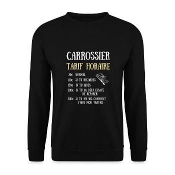tarif horaire carrossier homme humour carrosserie - Sweat-shirt Unisexe - noir - Devant - Alina (178cm) & Michal (187cm)