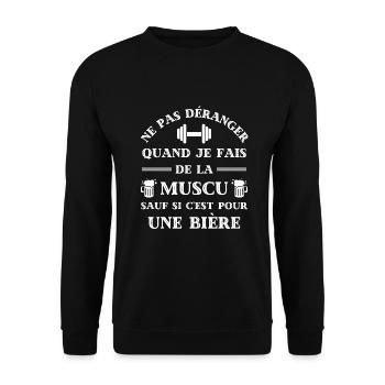 ne pas deranger muscu biere humour musculation - Sweat-shirt Unisexe - noir - Devant - Alina (178cm) & Michal (187cm)
