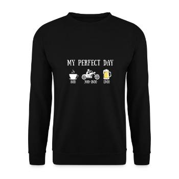 perfect day motorcycle humor biker man biker - Unisex Sweatshirt - black - Front - Alina (178cm) & Michal (187cm)