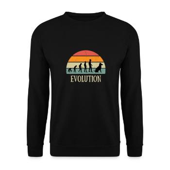 evolution dog man vintage humor geschenkidee - Unisex Pullover - Schwarz - Vorne - Alina (178cm) & Michal (187cm)