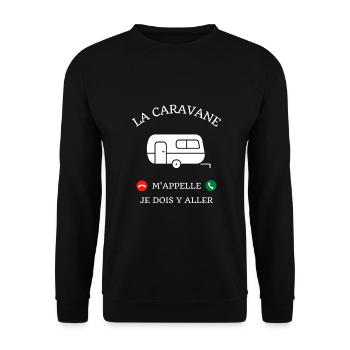 caravane m'appelle humour camping idée cadeau - Sweat-shirt Unisexe - noir - Devant - Alina (178cm) & Michal (187cm)