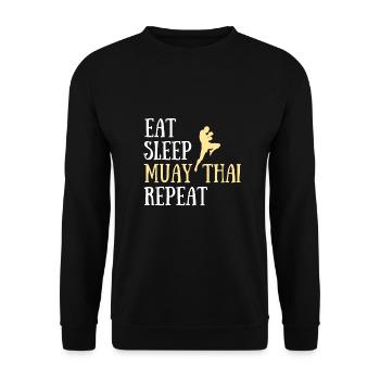 eat sleep muay thai humour arts martiaux cadeau - Sweat-shirt Unisexe - noir - Devant - Alina (178cm) & Michal (187cm)