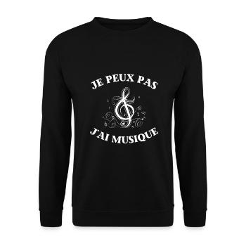je peux pas j'ai musique humour musicienne femme - Sweat-shirt Unisexe - noir - Devant - Alina (178cm) & Michal (187cm)