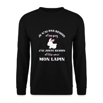 besoin psy lapin femme humour idée cadeau fille - Sweat-shirt Unisexe - noir - Devant - Alina (178cm) & Michal (187cm)