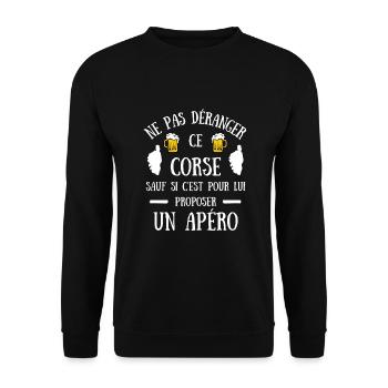 corse apéro humour corsica homme idée cadeau drole - Sweat-shirt Unisexe - noir - Devant - Alina (178cm) & Michal (187cm)