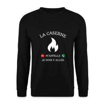 la caserne m'appelle humour pompier homme cadeau - Sweat-shirt Unisexe - noir - Devant - Alina (178cm) & Michal (187cm)
