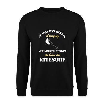besoin psy kitesurf homme humour kite surfer drole - Sweat-shirt Unisexe - noir - Devant - Alina (178cm) & Michal (187cm)