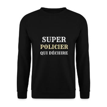 super policier qui déchire humour police homme - Sweat-shirt Unisexe - noir - Devant - Alina (178cm) & Michal (187cm)