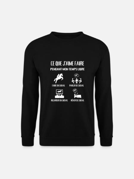 temps libre cheval femme humour équitation fille - Sweat-shirt Unisexe - noir