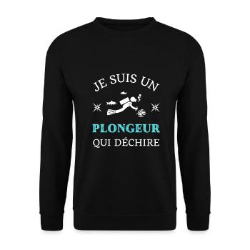 plongeur qui déchire humour plongée sous marine - Sweat-shirt Unisexe - noir - Devant - Alina (178cm) & Michal (187cm)