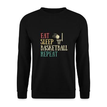 Essen Schlaf Basketball Humor Basketball Mann Geschenk - Unisex Pullover - Schwarz - Vorne - Alina (178cm) & Michal (187cm)