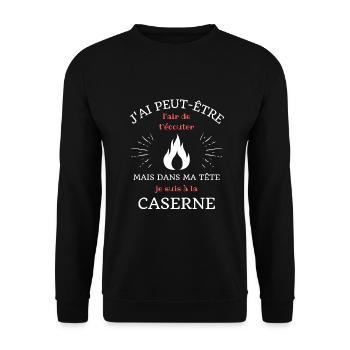 dans ma tete caserne humour pompier homme cadeau - Sweat-shirt Unisexe - noir - Devant - Alina (178cm) & Michal (187cm)