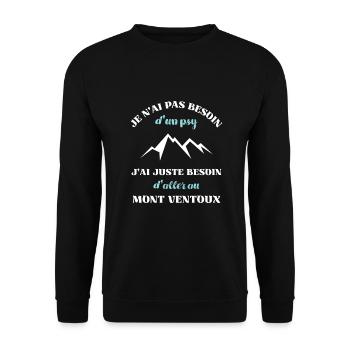 besoin psy mont ventoux homme humour idée cadeau - Sweat-shirt Unisexe - noir - Devant - Alina (178cm) & Michal (187cm)