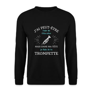 dans ma tete trompette homme humour trompettiste - Sweat-shirt Unisexe - noir - Devant - Alina (178cm) & Michal (187cm)