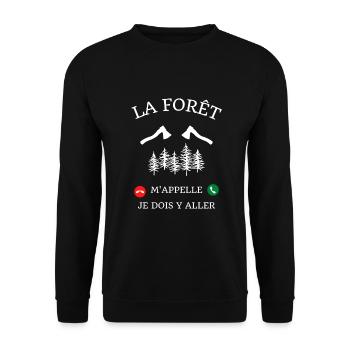 la foret m'appelle humour bucheron homme cadeau - Sweat-shirt Unisexe - noir - Devant - Alina (178cm) & Michal (187cm)