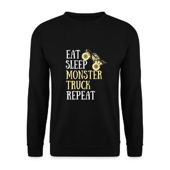 eat sleep monster truck man humor gift idea - Unisex Sweatshirt - black - Front - Alina (178cm) & Michal (187cm)