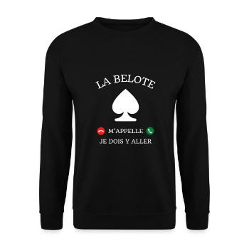 belote m'appelle humour joueur de belote homme - Sweat-shirt Unisexe - noir - Devant - Alina (178cm) & Michal (187cm)