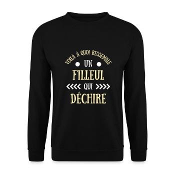 filleul qui déchire humour parrain marraine cadeau - Sweat-shirt Unisexe - noir - Devant - Alina (178cm) & Michal (187cm)
