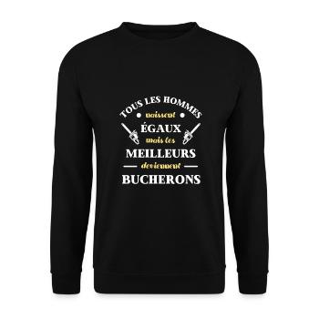 hommes égaux bucheron homme humour idée cadeau - Sweat-shirt Unisexe - noir - Devant - Alina (178cm) & Michal (187cm)