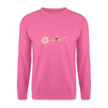 Bootsmann Humor Matrose Bier schlägt Herz - Unisex Pullover - Pink - Vorne