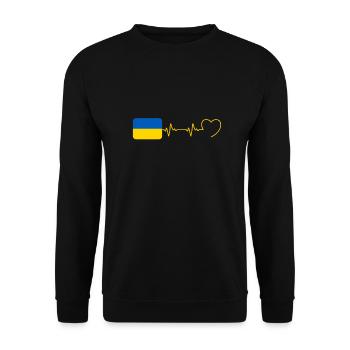Herzschlag Ukraine Mann Ukrainische Flagge - Unisex Pullover - Schwarz - Vorne - Alina (178cm) & Michal (187cm)