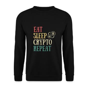 eat sleep crypto currency humor cryptos man - Unisex Sweatshirt - black - Front - Alina (178cm) & Michal (187cm)