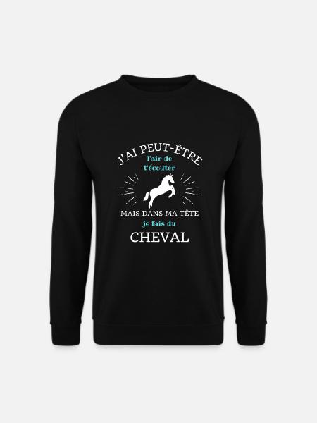 dans ma tête cheval femme humour équitation fille - Sweat-shirt Unisexe - noir