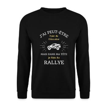 dans ma tete rallye automobile homme humour cadeau - Sweat-shirt Unisexe - noir - Devant - Alina (178cm) & Michal (187cm)