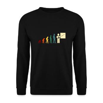 Evolution Lehrer Mann Humor Schulmeister Geschenk - Unisex Pullover - Schwarz - Vorne - Alina (178cm) & Michal (187cm)