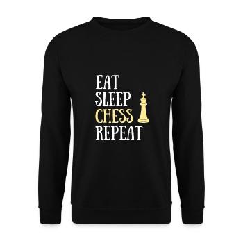 eat sleep chess humor game chess man gift - Unisex Sweatshirt - black - Front - Alina (178cm) & Michal (187cm)