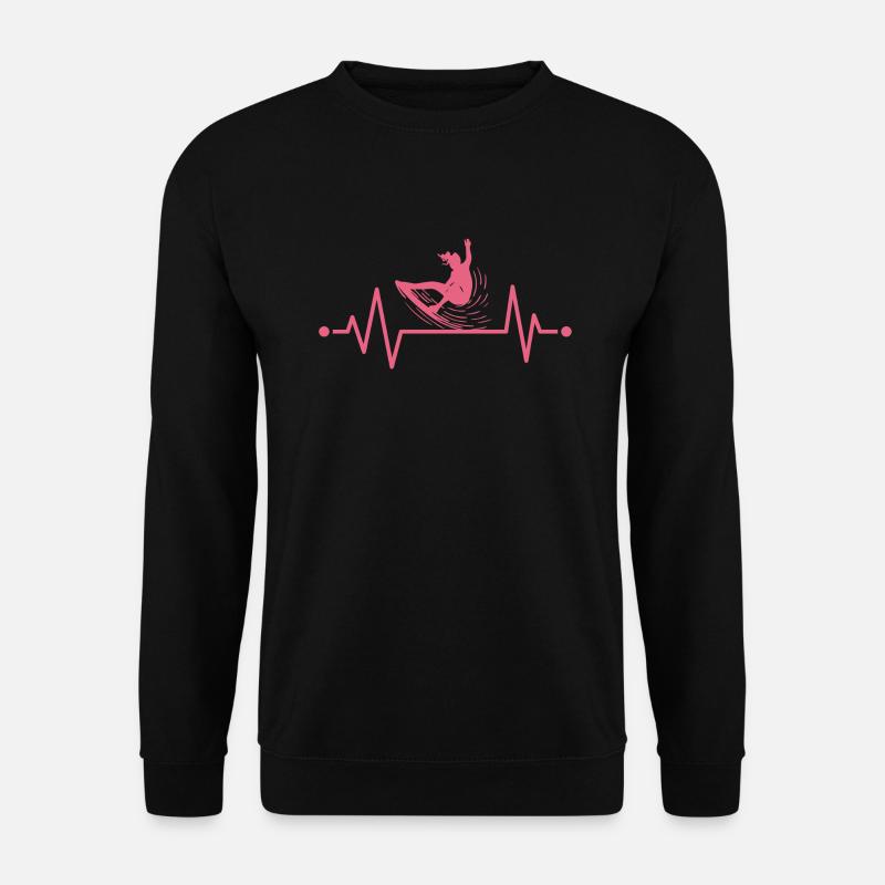 Heartbeat Surfer, Surf, Surf ECG - Sweat-shirt Unisexe - noir