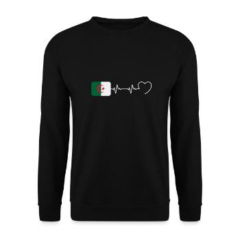 Herzschlag Algerien Mann Algerischer Humor - Unisex Pullover - Schwarz - Vorne - Alina (178cm) & Michal (187cm)