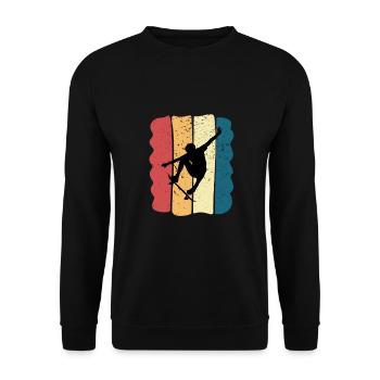 Skateboard Mann Skate Geschenkidee Teen Vintage - Unisex Pullover - Schwarz - Vorne - Alina (178cm) & Michal (187cm)