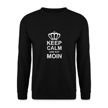 Keep Calm And Say Moin | Couronne Rétro Rétro Vintage - Sweat-shirt Unisexe - noir - Devant - Alina (178cm) & Michal (187cm)