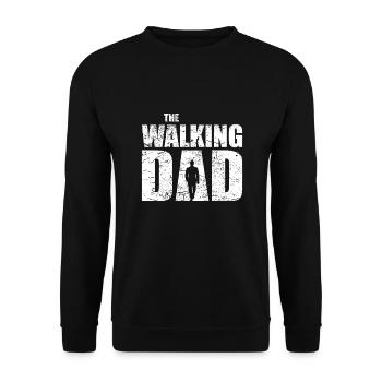 The Walking Dad | Retro Vintage Used Look - Unisex Pullover - Schwarz - Vorne - Alina (178cm) & Michal (187cm)