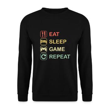 EAT SLEEP GAME REPEAT | Contrôleurs de jeu - Sweat-shirt Unisexe - noir - Devant - Alina (178cm) & Michal (187cm)