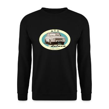 Wartburg 353 deluxe AWE Design IFA DDR - Unisex Pullover - Schwarz - Vorne - Alina (178cm) & Michal (187cm)