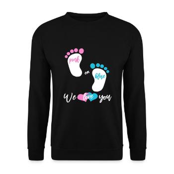 Babyparty Mädchen oder Junge - Unisex Pullover - Schwarz - Vorne - Alina (178cm) & Michal (187cm)
