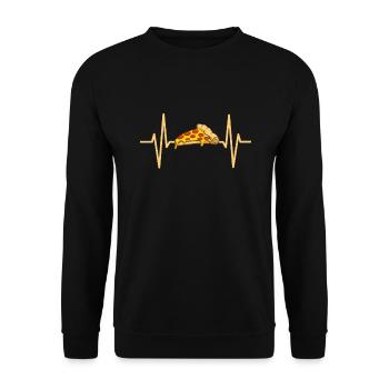 Pizza salami cheese Margherita gift heartbeat - Unisex Sweatshirt - black - Front - Alina (178cm) & Michal (187cm)