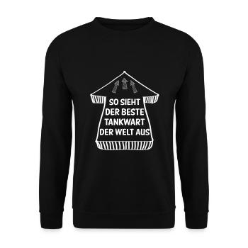 Tankwart Benzin Diesel Tanken Tankstelle Geschenk - Unisex Pullover - Schwarz - Vorne - Alina (178cm) & Michal (187cm)