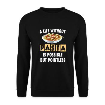 Pasta Nudeln Italienisch Spaghetti Geschenk - Unisex Pullover - Schwarz - Vorne - Alina (178cm) & Michal (187cm)