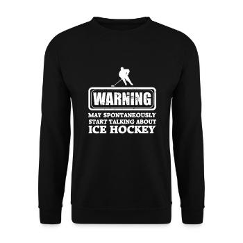Ice Hockey Eishockey Eishockeyspieler Puck - Unisex Pullover - Schwarz - Vorne - Alina (178cm) & Michal (187cm)