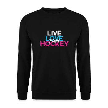 Feldhockey Field Hockey Hallenhockey Hockeysport - Unisex Pullover - Schwarz - Vorne - Alina (178cm) & Michal (187cm)