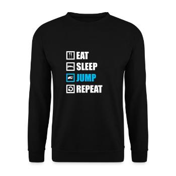 Weitsprung Weitspringer Springer Lung Jumping Jump - Unisex Pullover - Schwarz - Vorne - Alina (178cm) & Michal (187cm)
