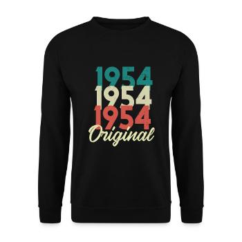 1954 Born Birth Birthday Birthday Gift - Unisex Sweatshirt - black - Front - Alina (178cm) & Michal (187cm)
