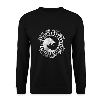 Wikinger Viking Valhalla Odin Thor Nordmann Skal - Unisex Pullover - Schwarz - Vorne - Alina (178cm) & Michal (187cm)