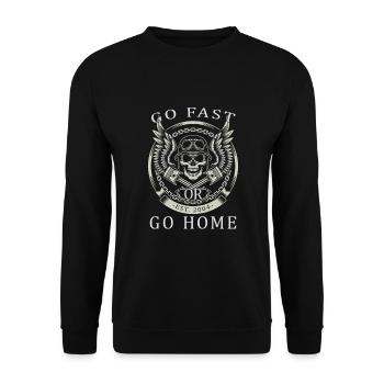 Biker Bike Bikerin Motorrad Chopper Motorcycle - Unisex Pullover - Schwarz - Vorne - Alina (178cm) & Michal (187cm)