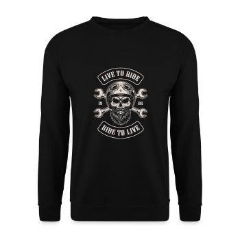 Biker Bike Bikerin Motorrad Chopper Motorcycle - Unisex Pullover - Schwarz - Vorne - Alina (178cm) & Michal (187cm)